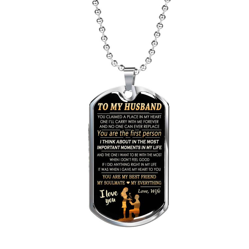 To My Husband Love Wife Dog Tag Customized - I Love You Quote Pendant Necklace