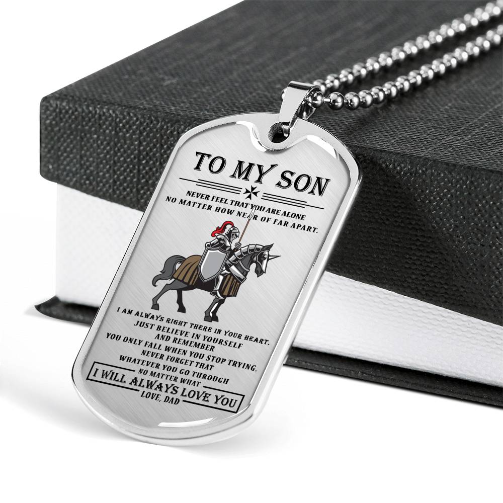 To My Son Love Dad Cavalry Dog Tag Military I Will Always Love You Quotes Necklace Custom Xmas Birthday Gift For Little Boy