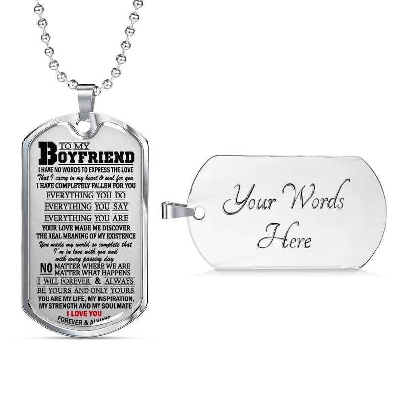 Boyfriend Pendant Necklace Customized - I Love You Quotes Dog Tag Military
