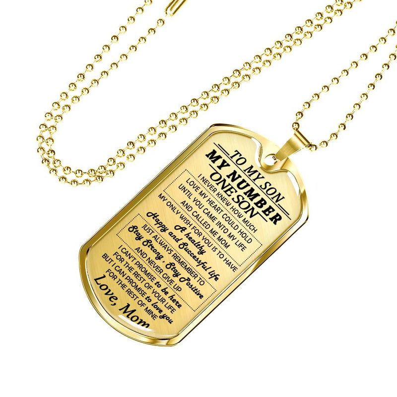 My Number One Son Dog Tag Military Ball Chain - To My Son Quotes Pendant Necklace From Mom - Anniversary Presents For Little Boy Birthday Gag Gifts For Kids