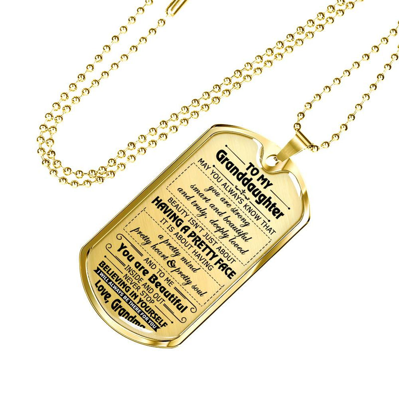Granddaughter Necklace From Grandma, Nana - To My Granddaughter Personalized Dog Tag - Grandmother Granddaughter Gifts Birthday Gag Gift For Your Little Girl