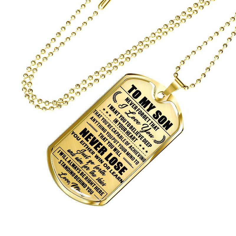 Son Dog Tag Military Custom Love Mom - Mother And Son Quotes Pendant - Anniversary Graduation Birthday Gifts For Little Boy, Teen Boy, Child