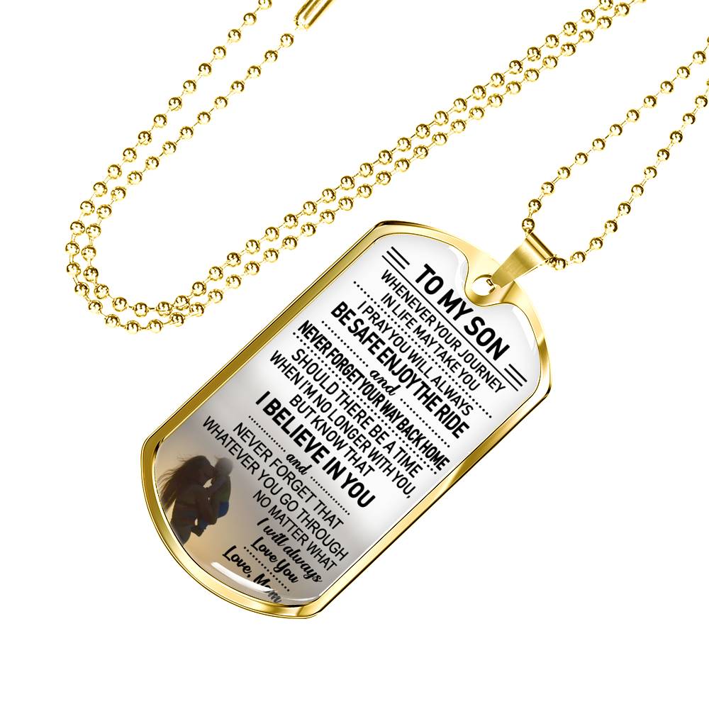CHISIDE Son Gifts From Mom - I Believe In You Dog Tag Pendant - Mother To My Son Gifts
