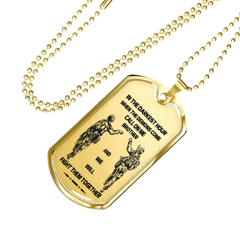 Soldier Necklace Dog Tags For Men - Brother Dog Tag Military Silver - We Will Fight Them Together Pendant Necklace Personalized Birthday Gifts For Brothers