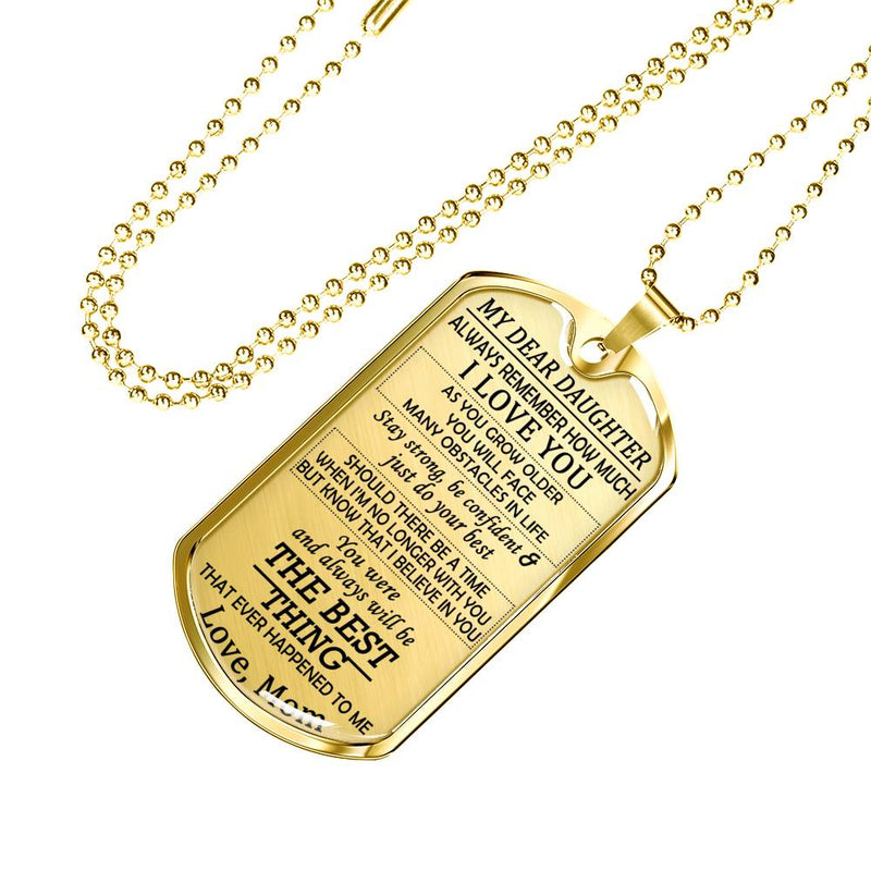 Mom And Daughter Dog Tag Personalized - I Love You Pendant Necklace For Your Daughter, Little Girls - Mother Daughter Present, Daughter Graduation Gifts, Daughter Birthday Gag Gift