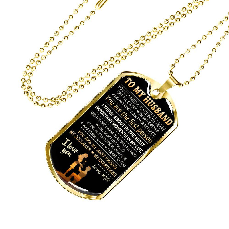 To My Husband Love Wife Dog Tag Customized - I Love You Quote Pendant Necklace