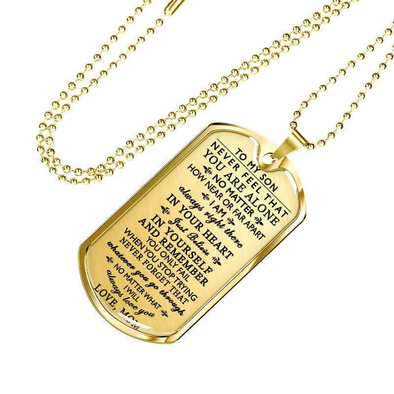 Son Dog Tag Pendant From Mother - Mom To My Son Necklace Custom Anniversary Gift