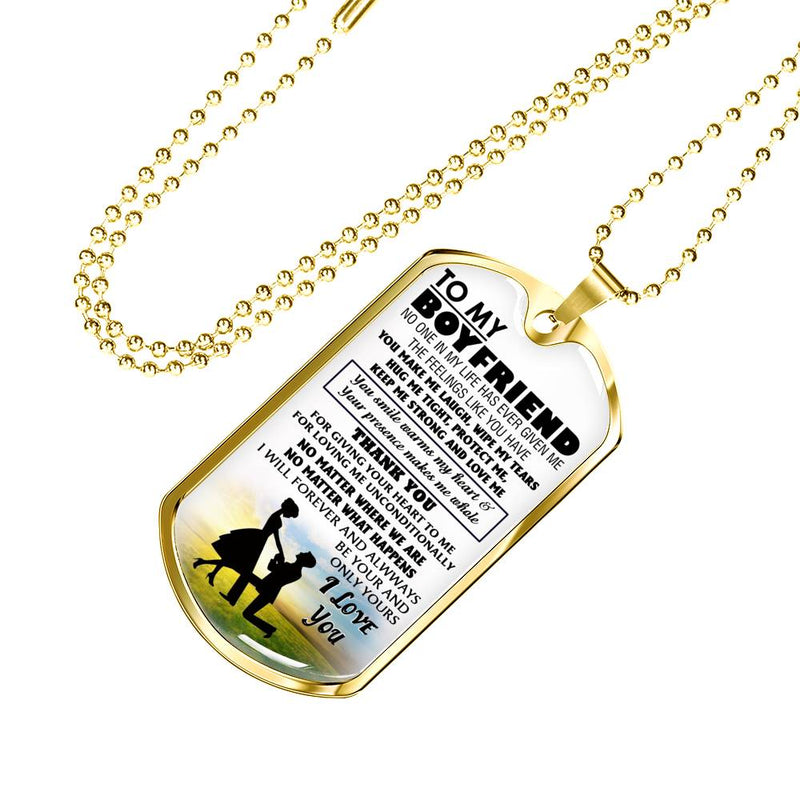 To My Boyfriend Dog Tag Military Ball Chain From Girlfriend - I Love You Quotes Pendant Necklace - Happy Birthday Gifts For Your Love Man