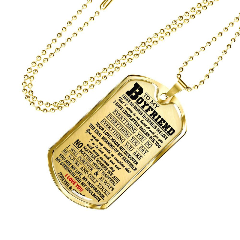 Boyfriend Pendant Necklace Customized - I Love You Quotes Dog Tag Military