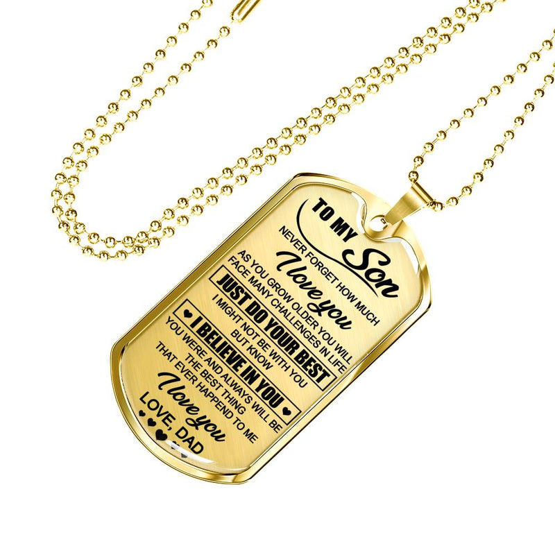 Son Dog Tag Necklace Custom From Dad - I Love You Quotes From Dad Father - Unique Birthday Xmas Gifts For Teen Boy, Child