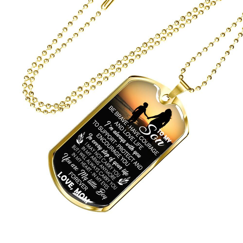 My Son Dog Tag Military Love Mom - You Are My Little Boy Pendant Necklace Chain