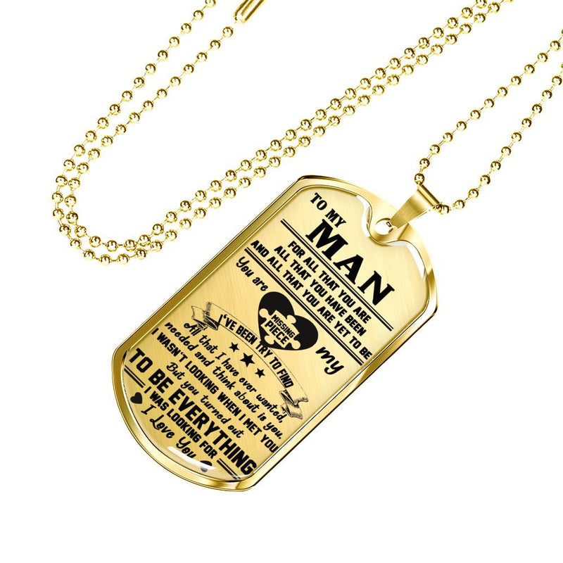 Man Gag Gifts I Love You Quotes Dog Tag Military Custom Stainless Steel Gold From Woman - Love Gifts For Men On Valentine's Day Birthday Includes Gift Box