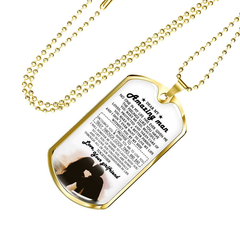 Dear Amazing Man Dog Tag Military Ball Chain - I Love You Quotes Pendant Necklace Custom - Happy Birthday Gifts For Your Love Man