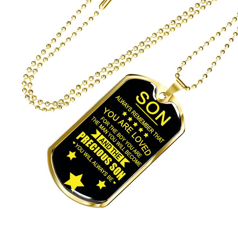 Dad To My Son Dog Tag Necklaces - Always Remember That You Are Loved Quotes From Father - Anniversary Christmas Birthday Gifts For Little Boys
