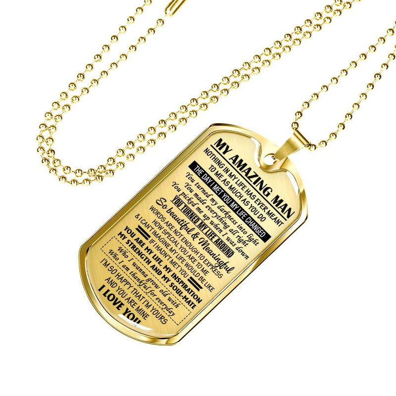 My Amazing Man Pendant Necklace Customized - I Love You Quotes Dog Tag Military