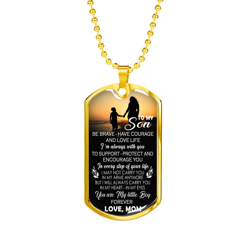 My Son Dog Tag Military Love Mom - You Are My Little Boy Pendant Necklace Chain