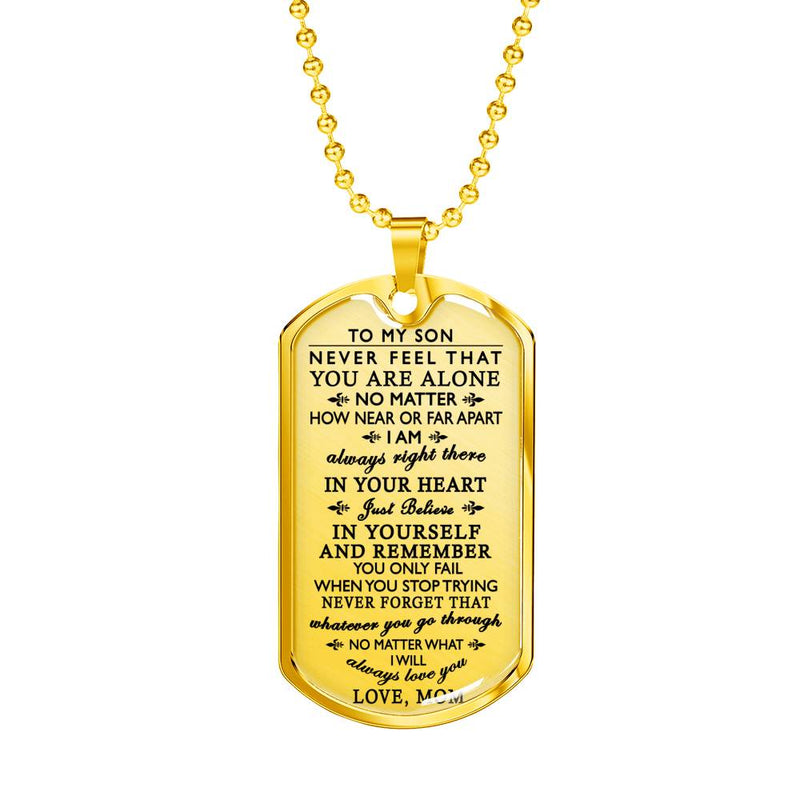 Son Dog Tag Pendant From Mother - Mom To My Son Necklace Custom Anniversary Gift