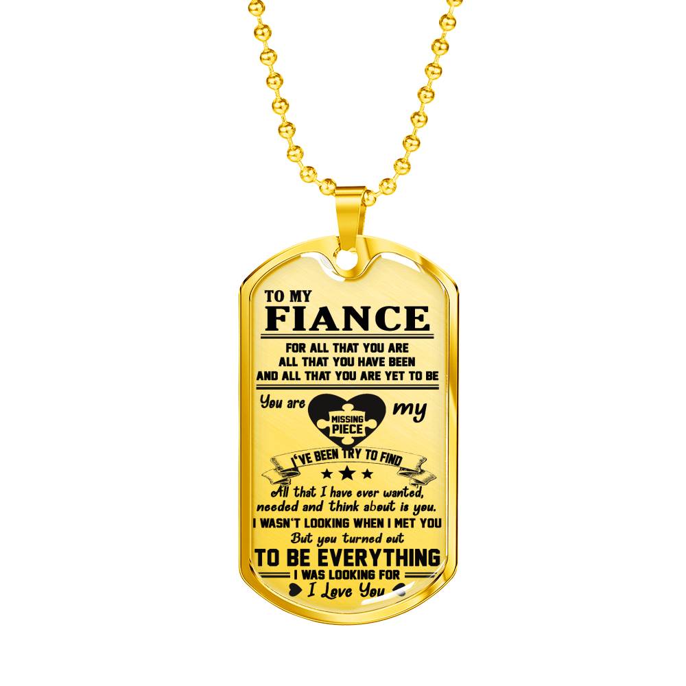 Fiance Gag Gifts I Love You Quotes Dog Tag Military Custom Stainless Steel Gold From Fiancee Girlfriend - Love Gifts For Him On Valentine's Day Birthday Includes Gift Box