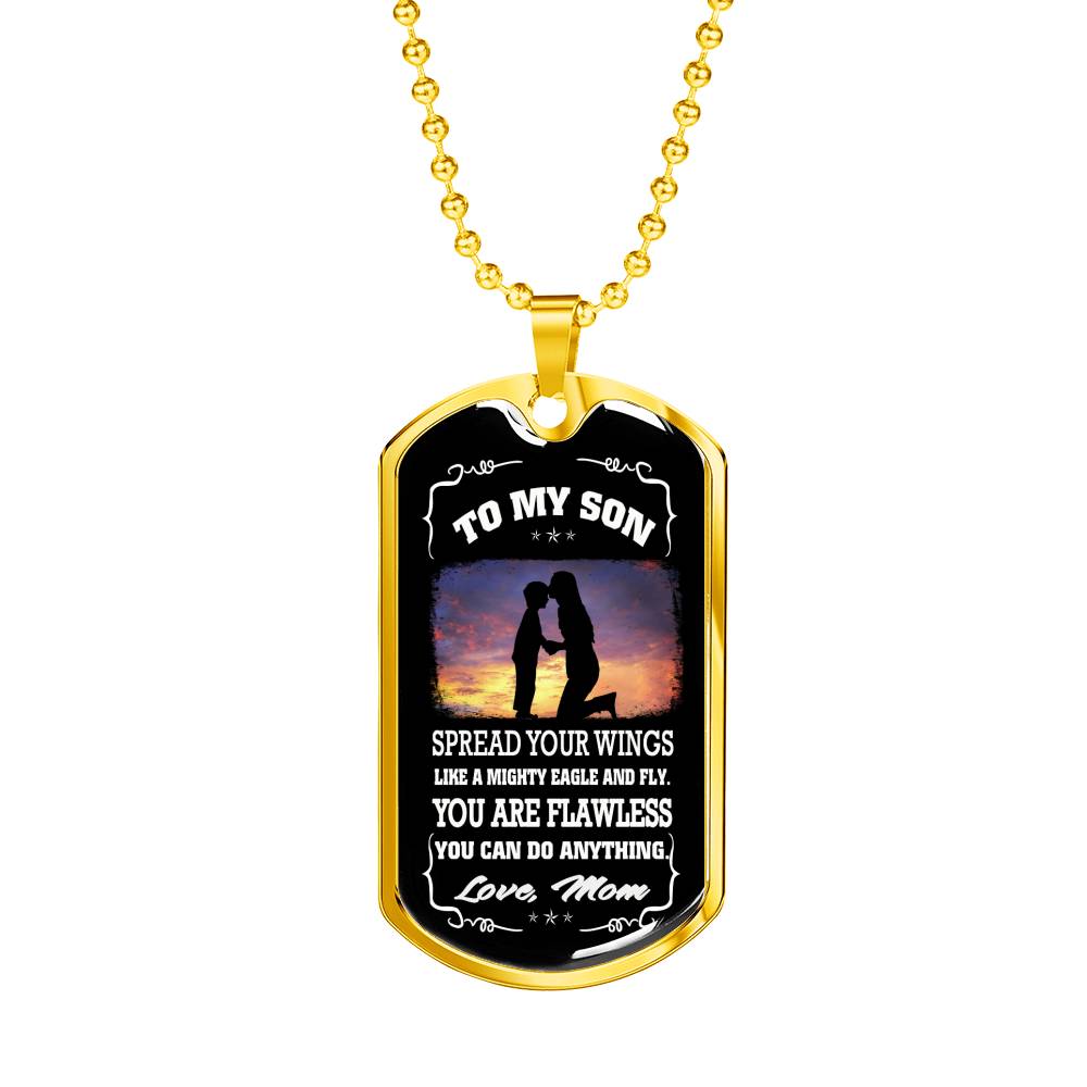 You Can Do Anything Dog Tag Military Love Mom - Mother And Child Necklace For Little Boy, Teen Boy - Anniversary Gag Gifts Pendant Measures 28.5mm x 51mm