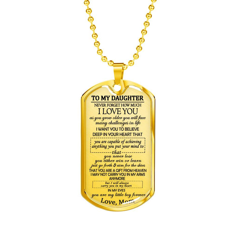 To My Daughter I Love You Dog Tag Pendant - Mom To Daughter Necklace Pendant
