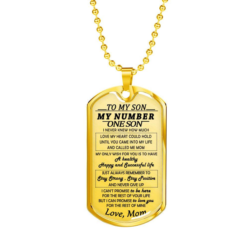 My Number One Son Dog Tag Military Ball Chain - To My Son Quotes Pendant Necklace From Mom - Anniversary Presents For Little Boy Birthday Gag Gifts For Kids