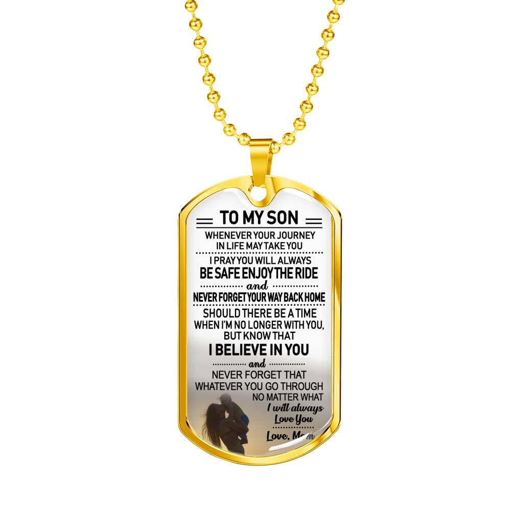 CHISIDE Son Gifts From Mom - I Believe In You Dog Tag Pendant - Mother To My Son Gifts