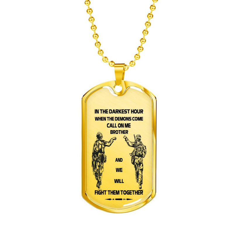 Soldier Necklace Dog Tags For Men - Brother Dog Tag Military Silver - We Will Fight Them Together Pendant Necklace Personalized Birthday Gifts For Brothers