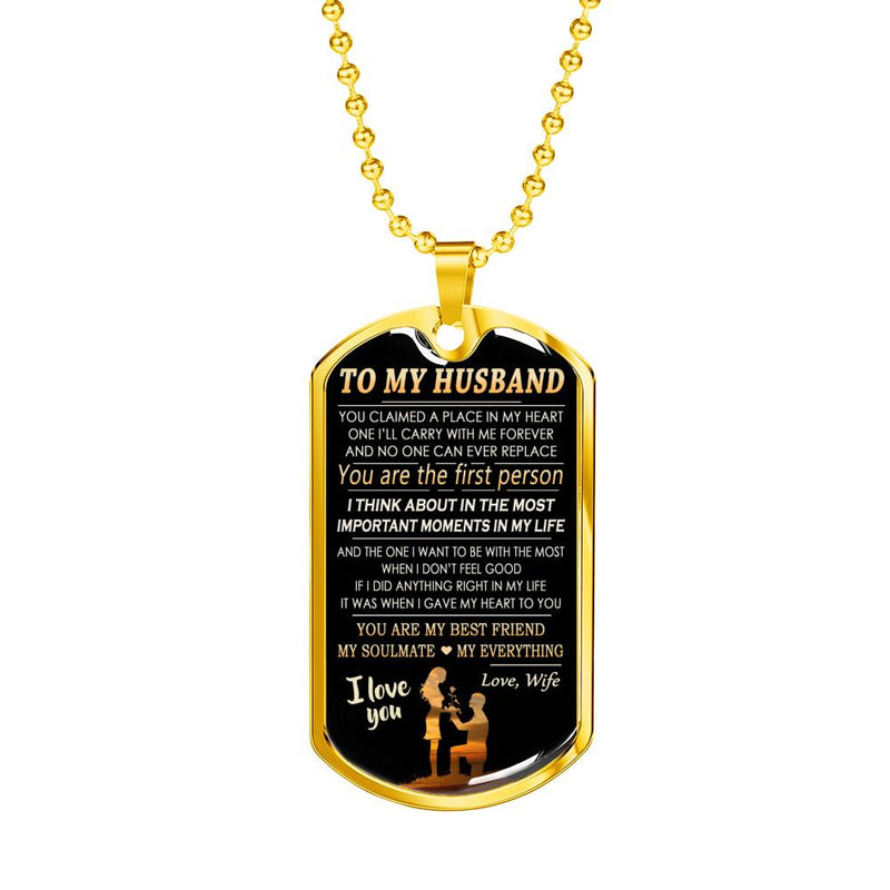 To My Husband Love Wife Dog Tag Customized - I Love You Quote Pendant Necklace