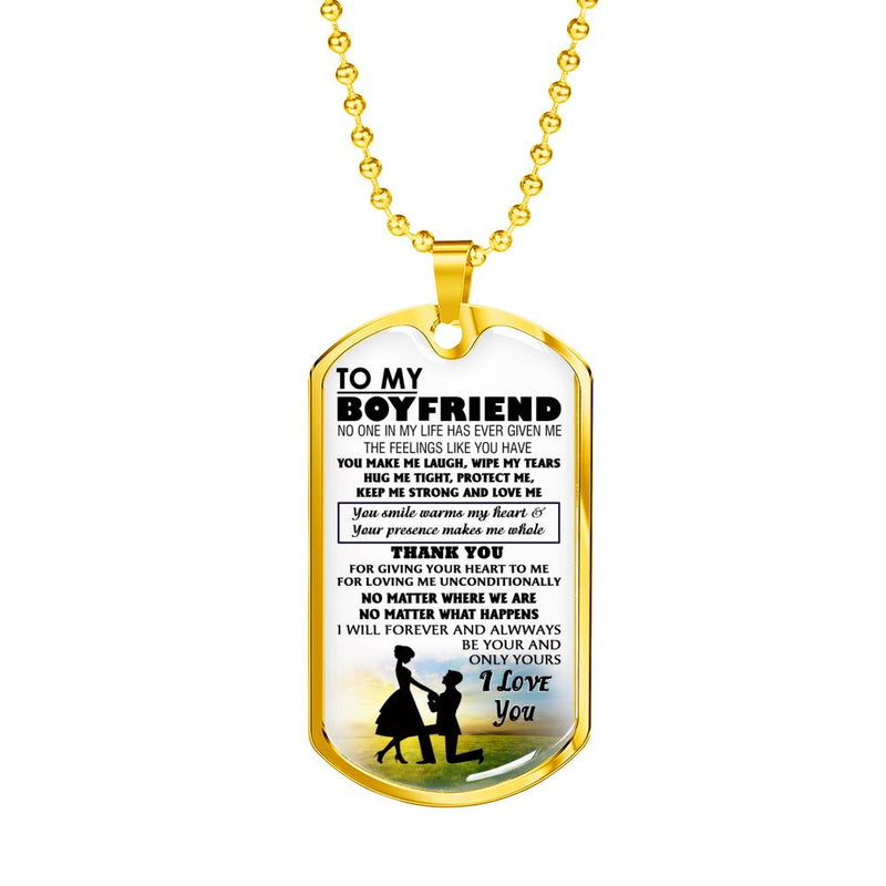 To My Boyfriend Dog Tag Military Ball Chain From Girlfriend - I Love You Quotes Pendant Necklace - Happy Birthday Gifts For Your Love Man