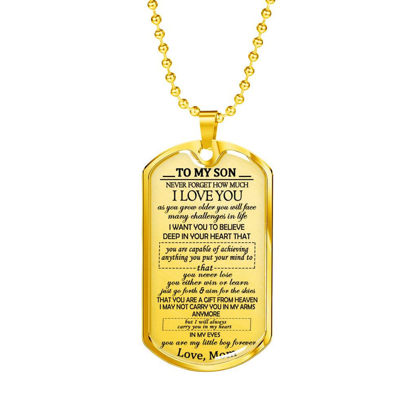 Son Birthday Gifts - You Are My Little Boy Forever Dog Tag Personalized - Mom And Child Pendant Necklace - Anniversary Presents For Him