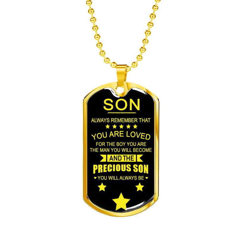 Dad To My Son Dog Tag Necklaces - Always Remember That You Are Loved Quotes From Father - Anniversary Christmas Birthday Gifts For Little Boys