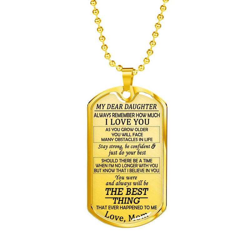 Mom And Daughter Dog Tag Personalized - I Love You Pendant Necklace For Your Daughter, Little Girls - Mother Daughter Present, Daughter Graduation Gifts, Daughter Birthday Gag Gift