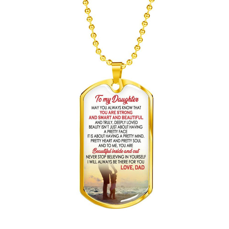 Daughter Anniversary Gifts - You Are Strong Smart Beautiful Quotes Dog Tag Chain