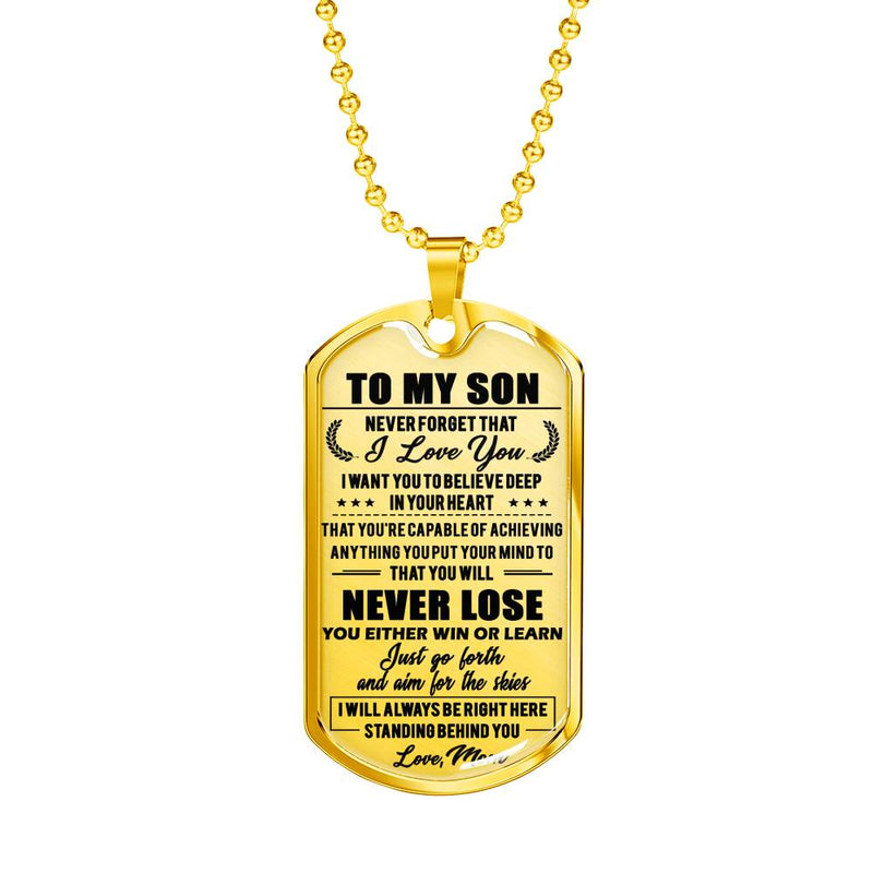 Son Dog Tag Military Custom Love Mom - Mother And Son Quotes Pendant - Anniversary Graduation Birthday Gifts For Little Boy, Teen Boy, Child