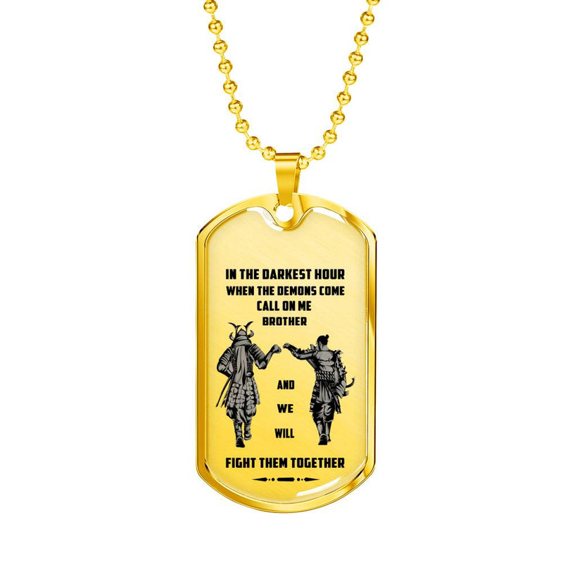 CHISIDE Brother Dog Tag Military - Samurai Necklace Dog Tags For Men - We Will Fight Them Together Pendant Necklace Personalized Birthday Gifts For Brothers