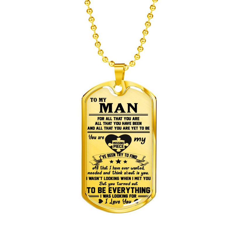 Man Gag Gifts I Love You Quotes Dog Tag Military Custom Stainless Steel Gold From Woman - Love Gifts For Men On Valentine's Day Birthday Includes Gift Box