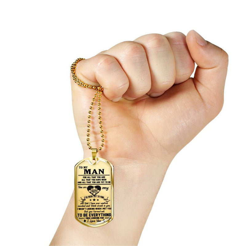 Man Gag Gifts I Love You Quotes Dog Tag Military Custom Stainless Steel Gold From Woman - Love Gifts For Men On Valentine's Day Birthday Includes Gift Box