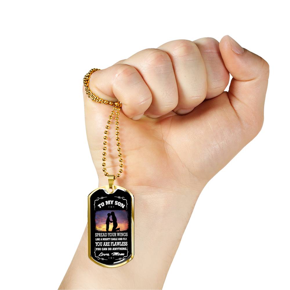 You Can Do Anything Dog Tag Military Love Mom - Mother And Child Necklace For Little Boy, Teen Boy - Anniversary Gag Gifts Pendant Measures 28.5mm x 51mm