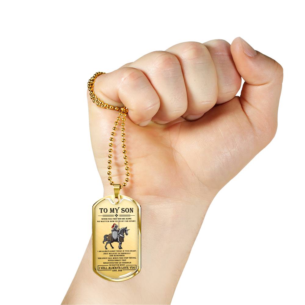 To My Son Love Dad Cavalry Dog Tag Military I Will Always Love You Quotes Necklace Custom Xmas Birthday Gift For Little Boy