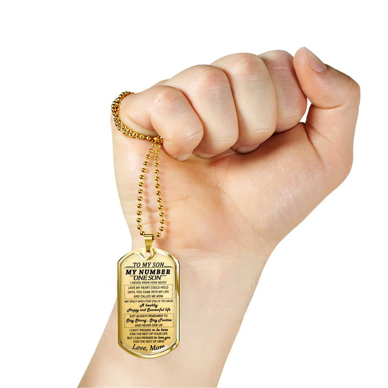 My Number One Son Dog Tag Military Ball Chain - To My Son Quotes Pendant Necklace From Mom - Anniversary Presents For Little Boy Birthday Gag Gifts For Kids