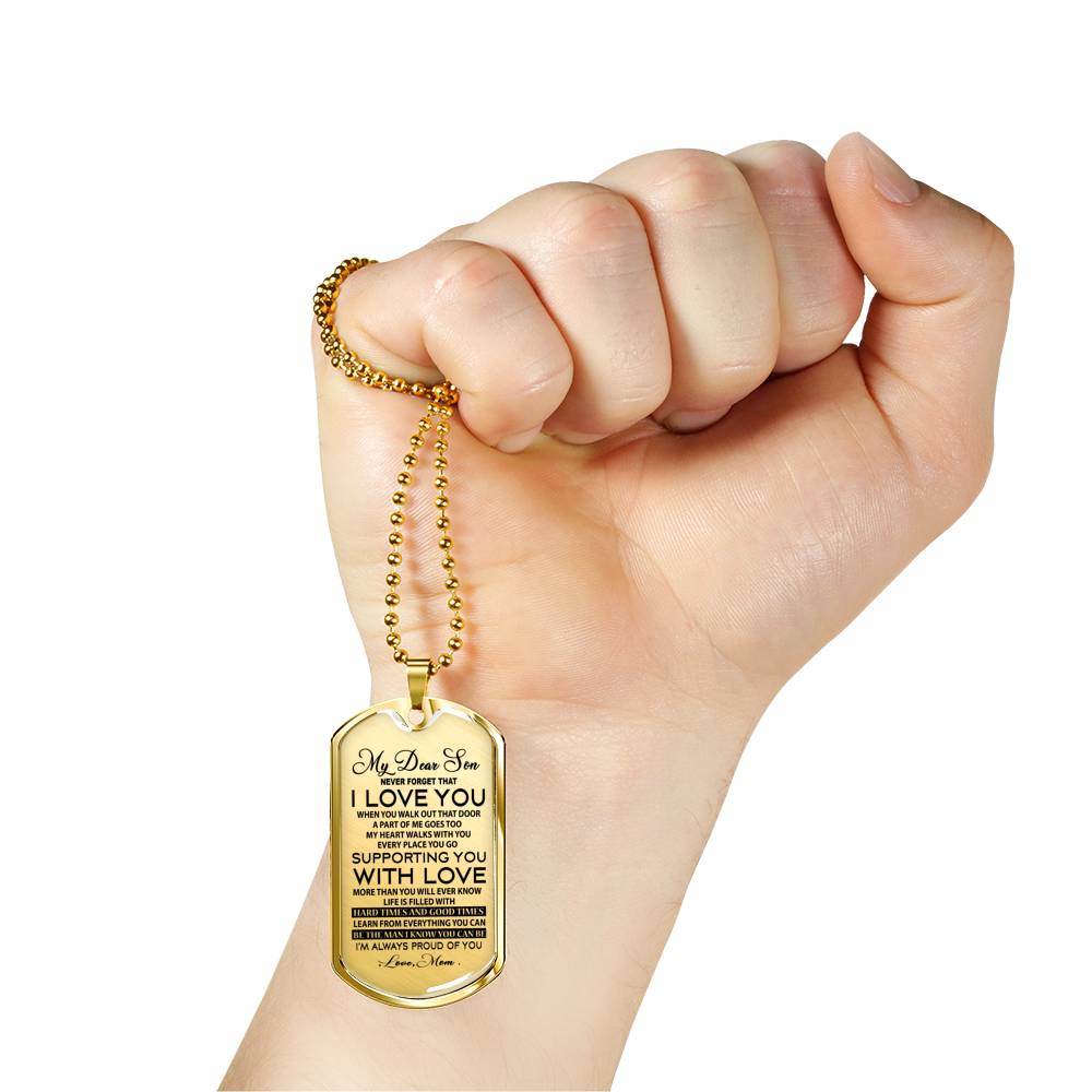 Dear Son Never Forget That I Love You Dog Tag Military From Mother Mom And Son Birthday Xmas Gifts For Child