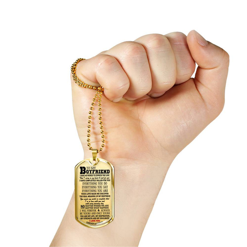 Boyfriend Pendant Necklace Customized - I Love You Quotes Dog Tag Military