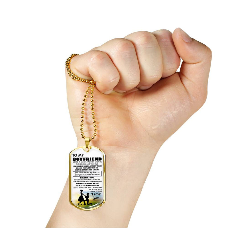 To My Boyfriend Dog Tag Military Ball Chain From Girlfriend - I Love You Quotes Pendant Necklace - Happy Birthday Gifts For Your Love Man
