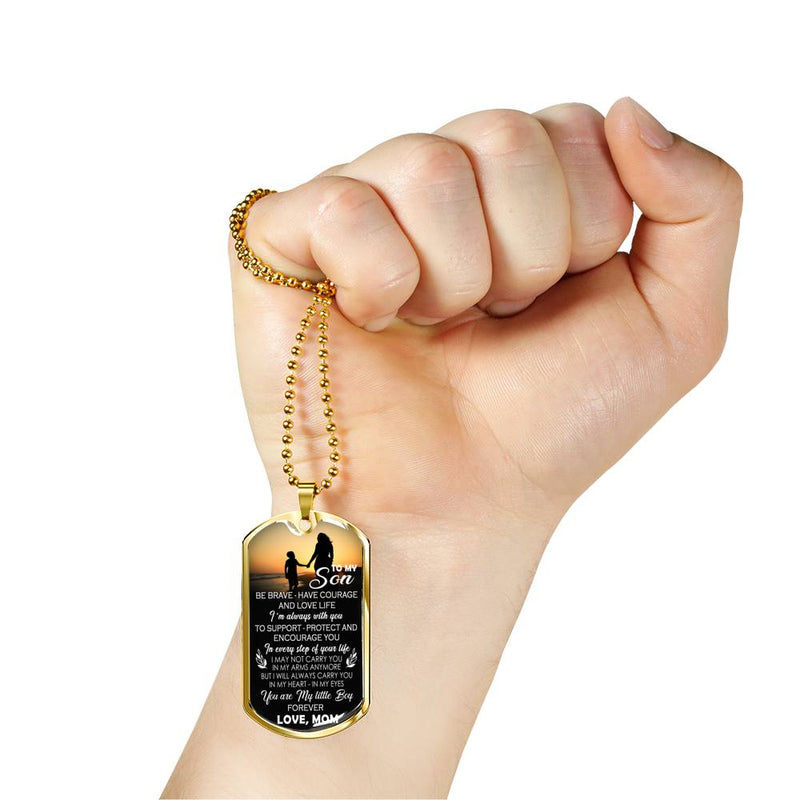 My Son Dog Tag Military Love Mom - You Are My Little Boy Pendant Necklace Chain