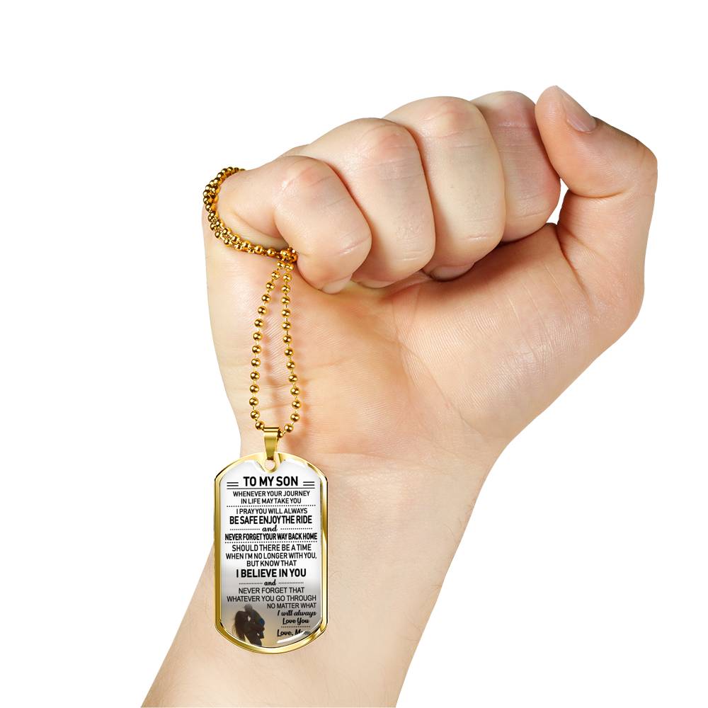 CHISIDE Son Gifts From Mom - I Believe In You Dog Tag Pendant - Mother To My Son Gifts