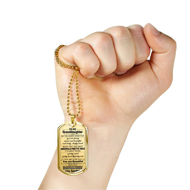 Granddaughter Necklace From Grandma, Nana - To My Granddaughter Personalized Dog Tag - Grandmother Granddaughter Gifts Birthday Gag Gift For Your Little Girl
