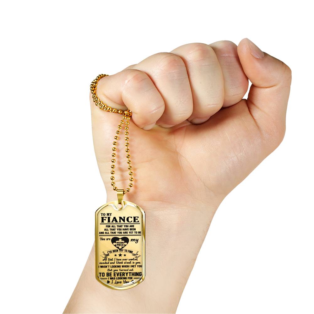 Fiance Gag Gifts I Love You Quotes Dog Tag Military Custom Stainless Steel Gold From Fiancee Girlfriend - Love Gifts For Him On Valentine's Day Birthday Includes Gift Box
