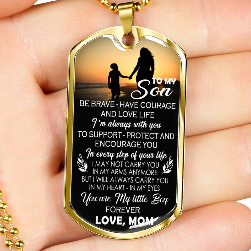 My Son Dog Tag Military Love Mom - You Are My Little Boy Pendant Necklace Chain