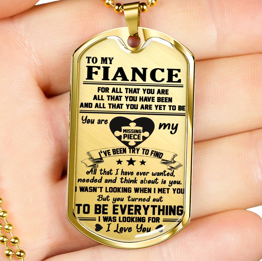 Fiance Gag Gifts I Love You Quotes Dog Tag Military Custom Stainless Steel Gold From Fiancee Girlfriend - Love Gifts For Him On Valentine's Day Birthday Includes Gift Box