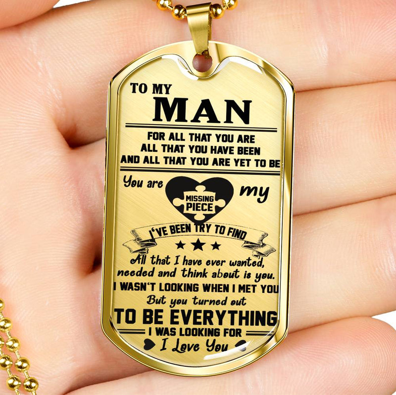 Man Gag Gifts I Love You Quotes Dog Tag Military Custom Stainless Steel Gold From Woman - Love Gifts For Men On Valentine's Day Birthday Includes Gift Box